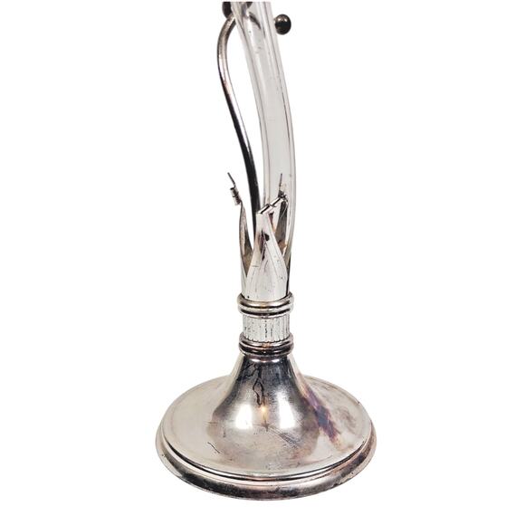 Vintage Oneida Hand Blown Art Glass on Silverplate Base Bud Vase 15" Amaryllis - Picture 8 of 9